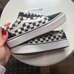 checkerboard platform vans
